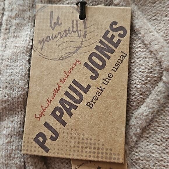 PJ Paul Jones Men’s Mock Turtleneck Cable Sweater Size XL Khaki Pullover NWT - Picture 7 of 9